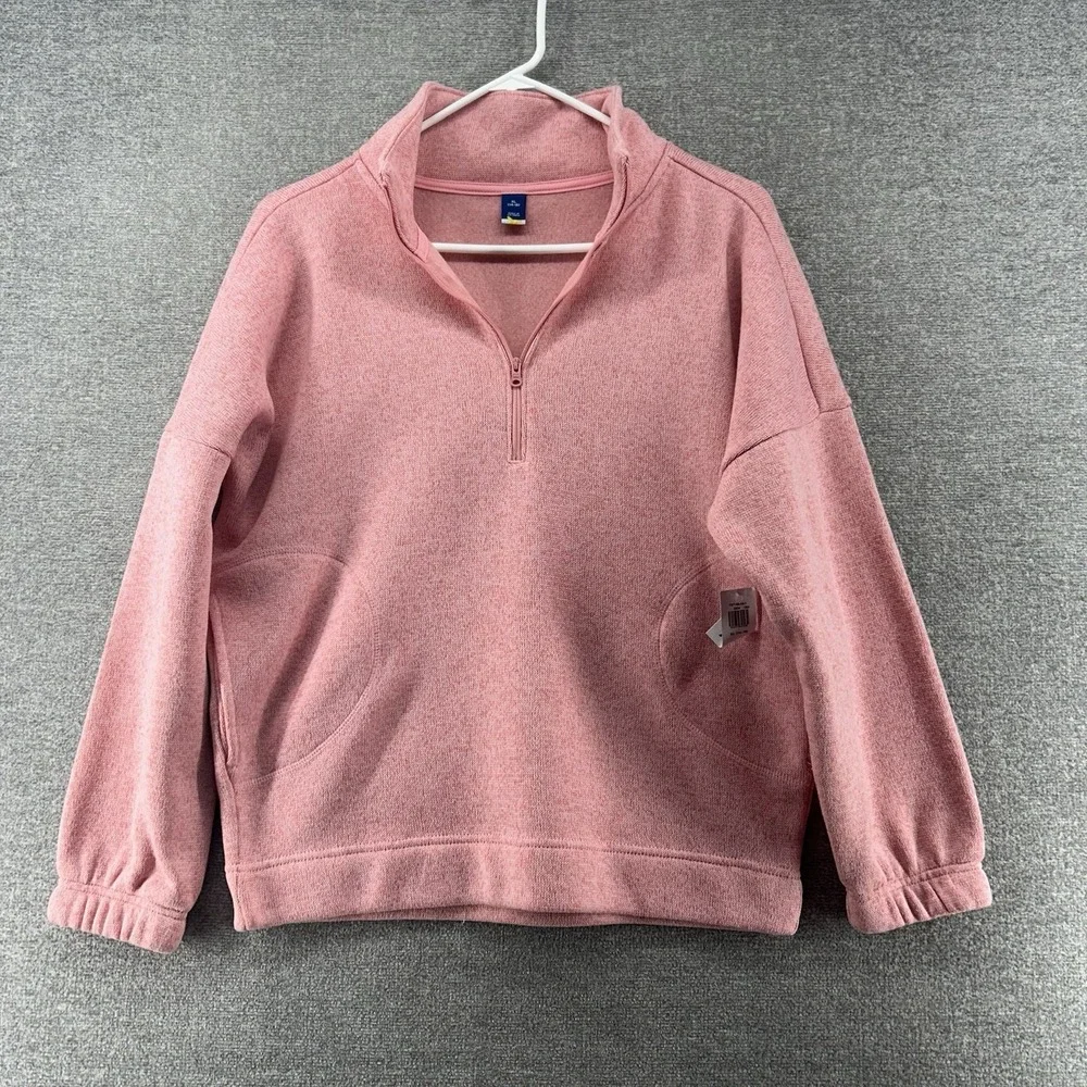 Old Navy 1/4 Zip Pullover Girl Size XL (14-16) Pink Fleece Relaxed Fit NEW $35